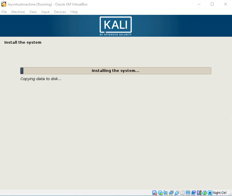 kali install the system failed
